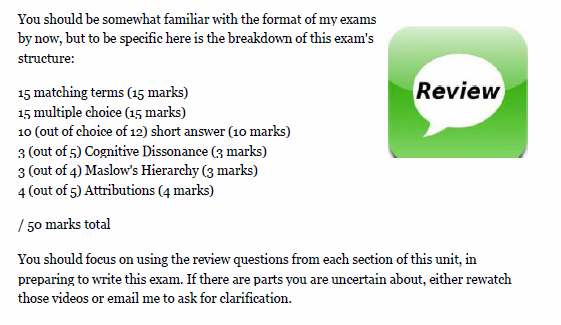 format of exam